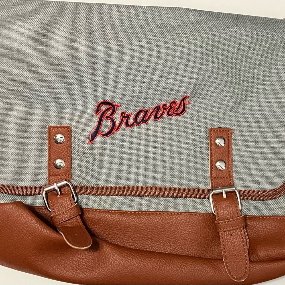 Atlanta Braves Messenger Canvas Bag with Shoulder Strap Embroidery on Front